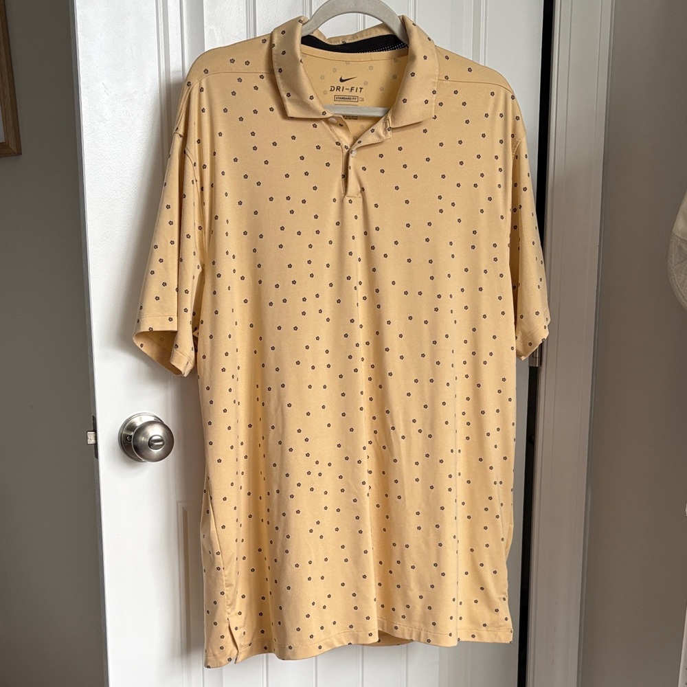 Nike Men's Yellow Floral Polka Dot Polo